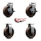 Service Caster 6'' High Temp Glass Filled Nylon Caster Set w/Roller Bearing 2 Brakes 2 Rigid, 4PK SCC-20S620-GFNRHT-TLB-2-R-2 - alternate 4